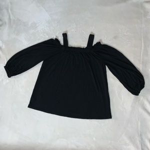 LOFT black cold shoulder long sleeve top size: S